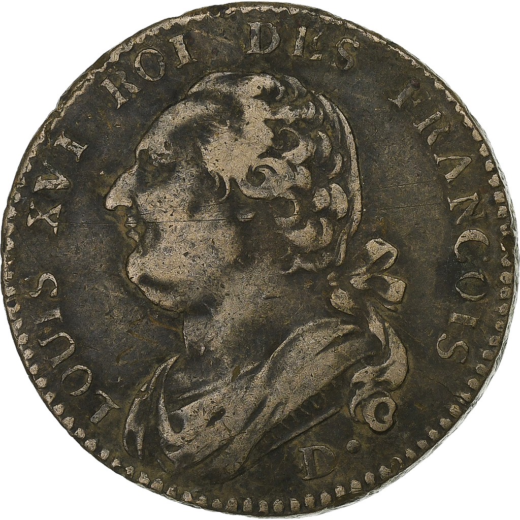 France, Louis XVI, 12 deniers françois, 1792 / AN 4, Dijon, Copper, 