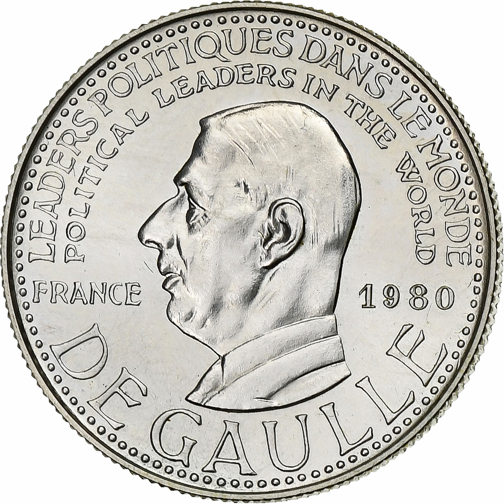 France, Token, Charles de Gaulle, 1980, Silver, 