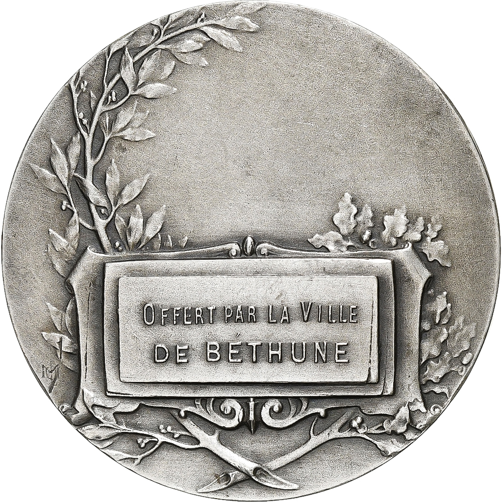 France, Medal, Basse-cour, ville de Béthune, Silvered bronze, Cariat, 