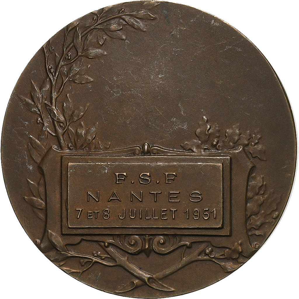 France, Medal, F.S.F. Nantes, 1951, Bronze, Cariat, | Tokens & Medals
