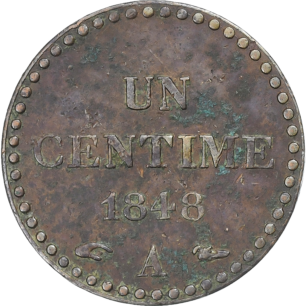 France, Centime, Dupré, 1848, Paris, Bronze, , Gadoury:84, KM:754