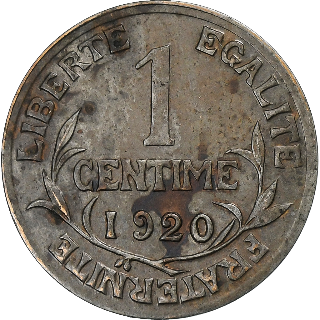France, Centime, Daniel-Dupuis, 1920, Paris, Bronze, , Gadoury:90