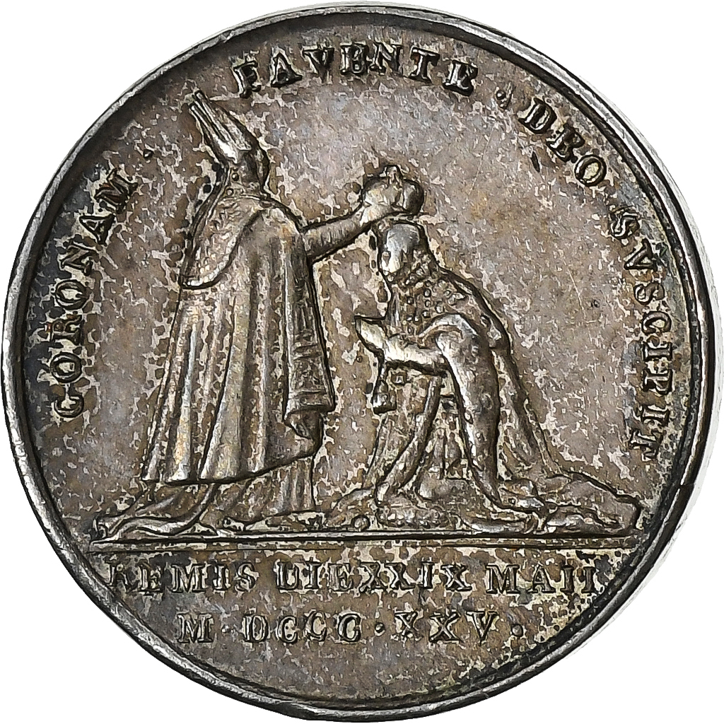 France, Quinaire, Charles X, Sacre à Reims, 1825, Silver, Gayrard, 