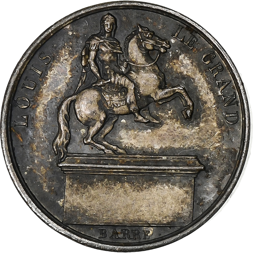 France, Quinaire, Louis XVIII, Statue de Louis XIV place des Victoires, 1822