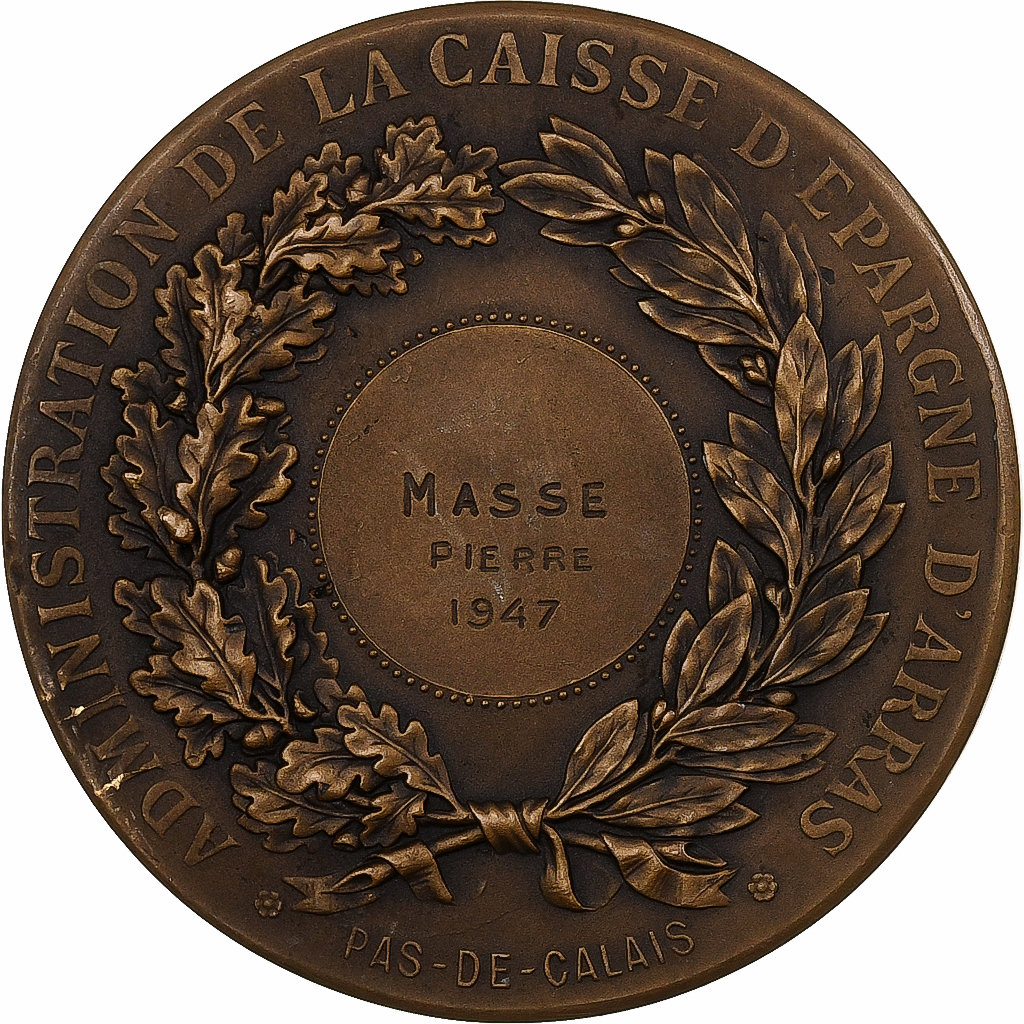 France, Medal, Administration de la caisse d'épargne d'Arras, 1947, Bronze