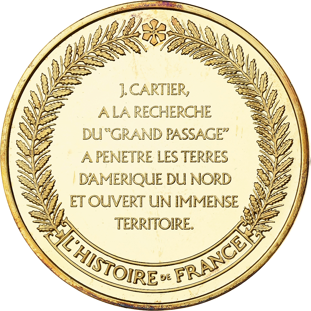 France, Medal, Jacques Cartier, Franklin Mint, Vermeil, Proof, 