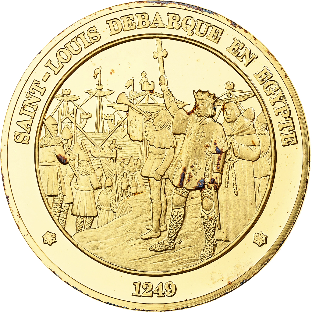 France, Medal, Saint-Louis Débarque en Egypte, Franklin Mint, Vermeil, Proof