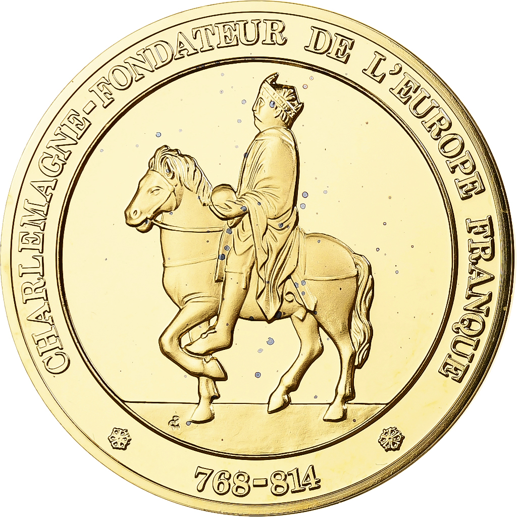 France, Medal, Charlemagne, Franklin Mint, Vermeil, Proof, 