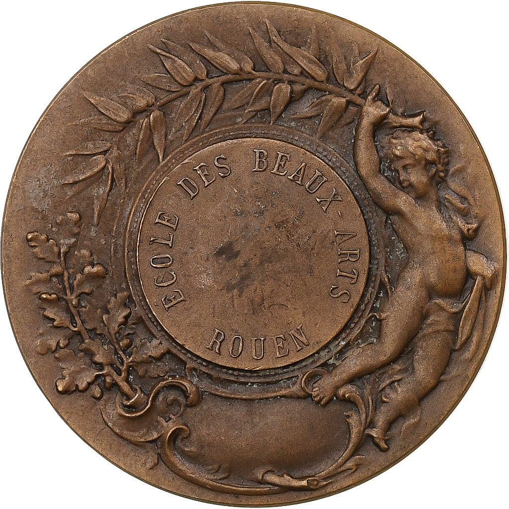 France, Medal, École des Beaux-Arts de Rouen, Bronze, Bottée, 