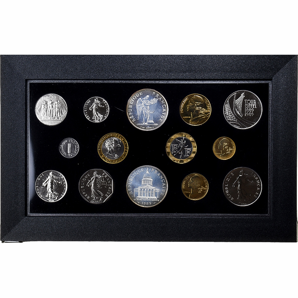 France, Coffret 1 c. à 100 frs., 1989, Monnaie de Paris, FDC, 