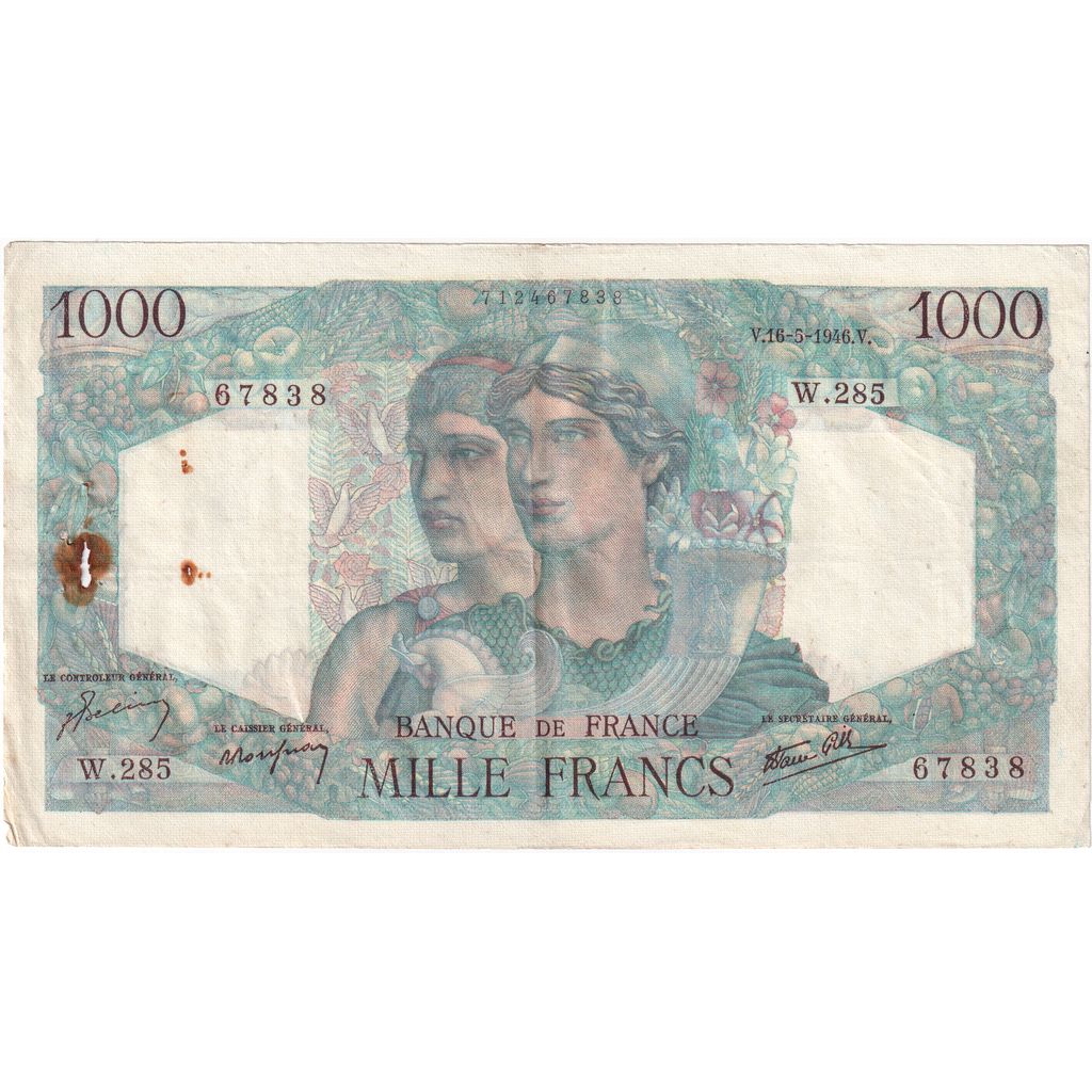 France, 1000 Francs, Minerve et Hercule, 1946-05-16, W.28567838, EF(40-45)