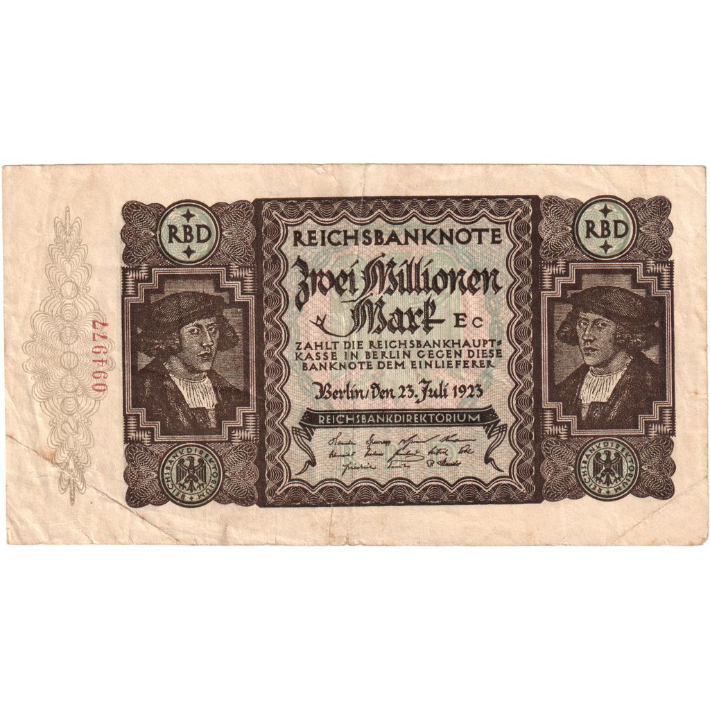 Germany, 2 Millionen Mark, 1923-07-23, EF(40-45)