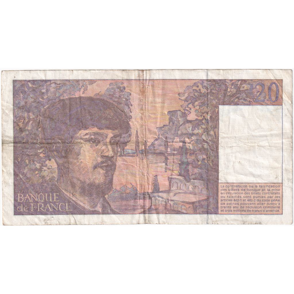 France, 20 Francs, Debussy, Y.048292470, VF(30-35)