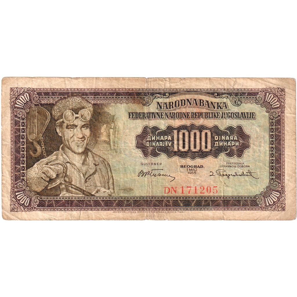 Yugoslavia, 1000 Dinara, 1955-05-01, VF(20-25)