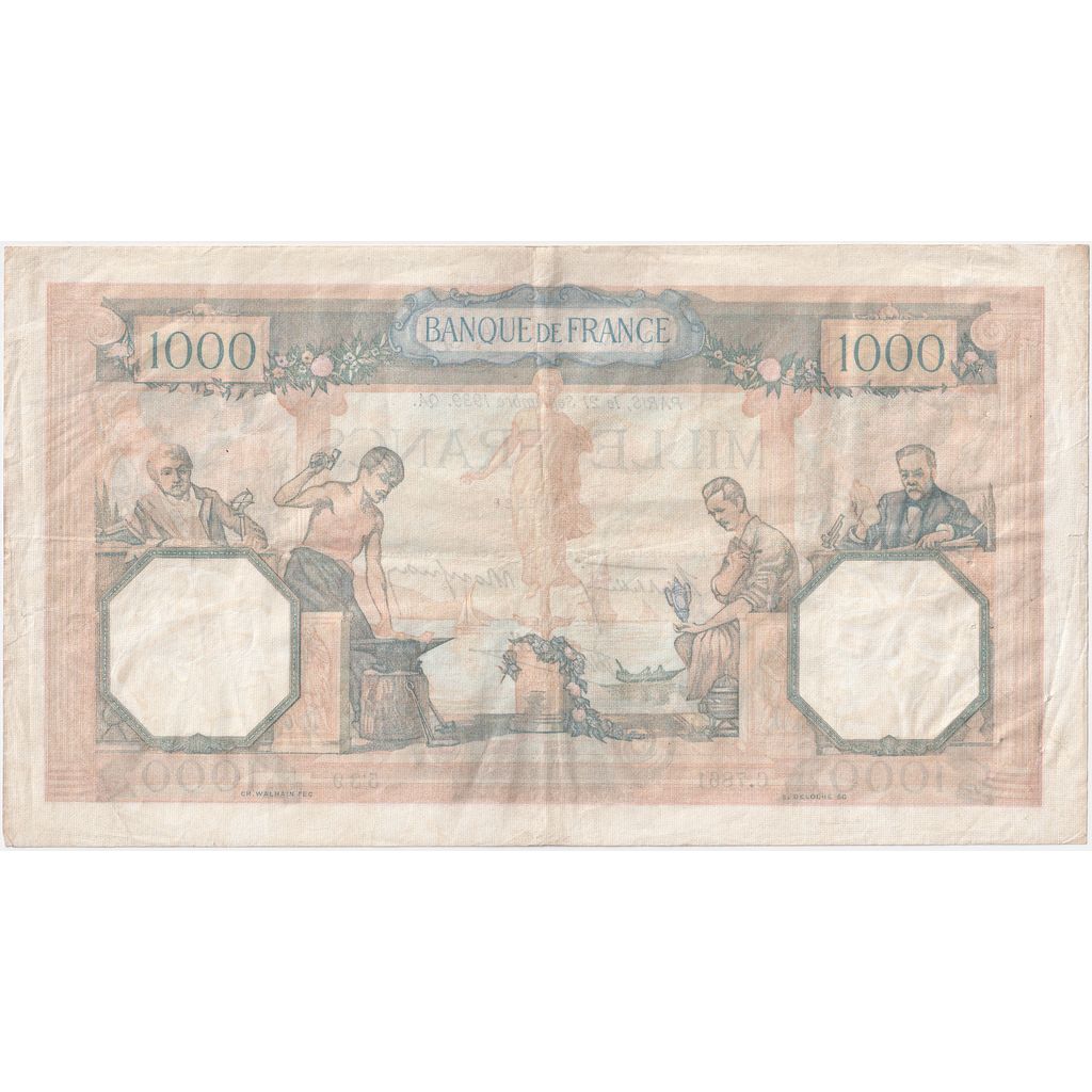 France, 1000 Francs, Cérès et Mercure, 1939-09-21, C.7861539, AU(55-58)