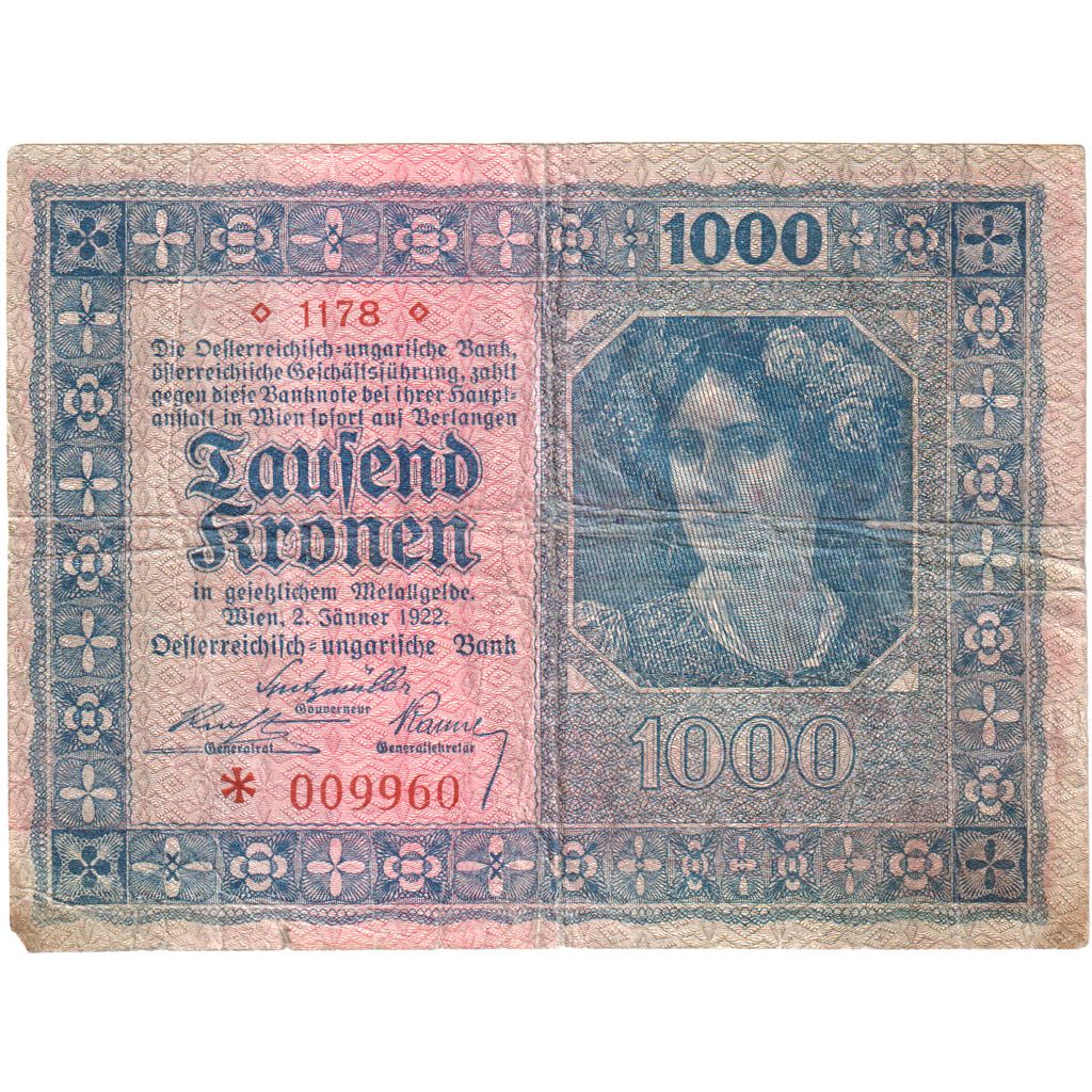 Austria, 1000 Kronen, 1922-01-02, VF
