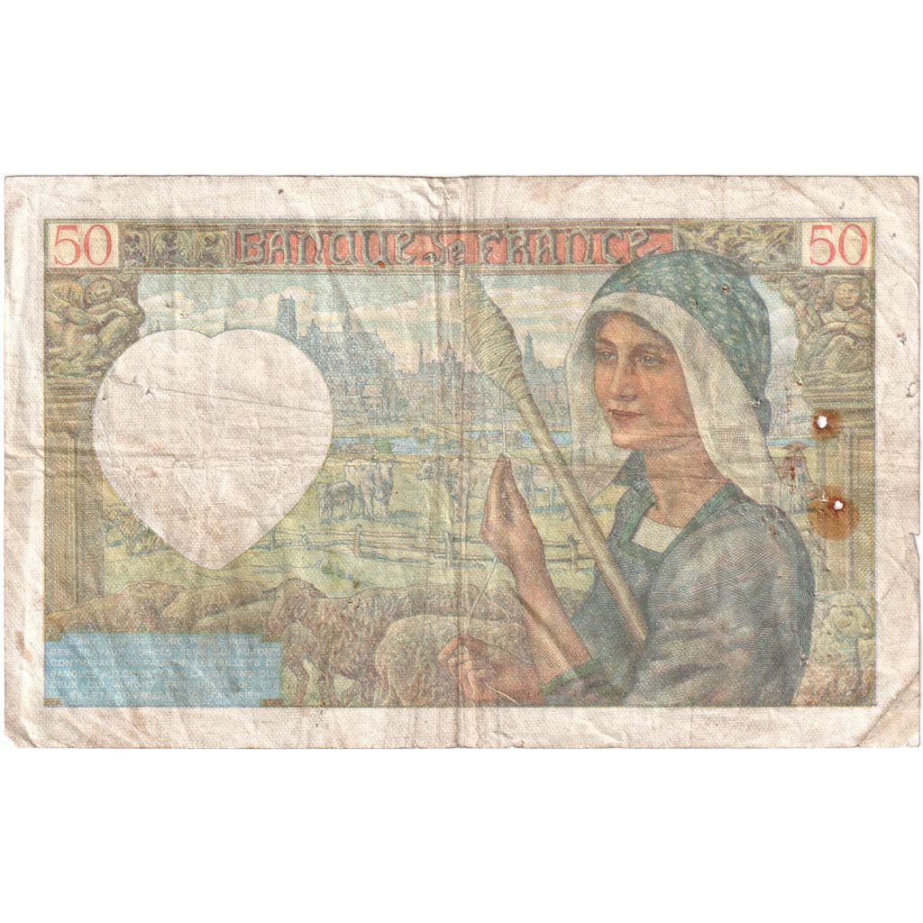 France, 50 Francs, Jacques Coeur, 1941-04-24, E.73, VF(20-25)