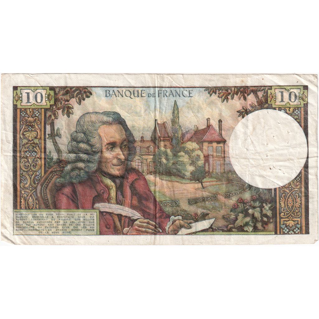 France, 10 Francs, Voltaire, 1973-01-04, M.866, EF(40-45)