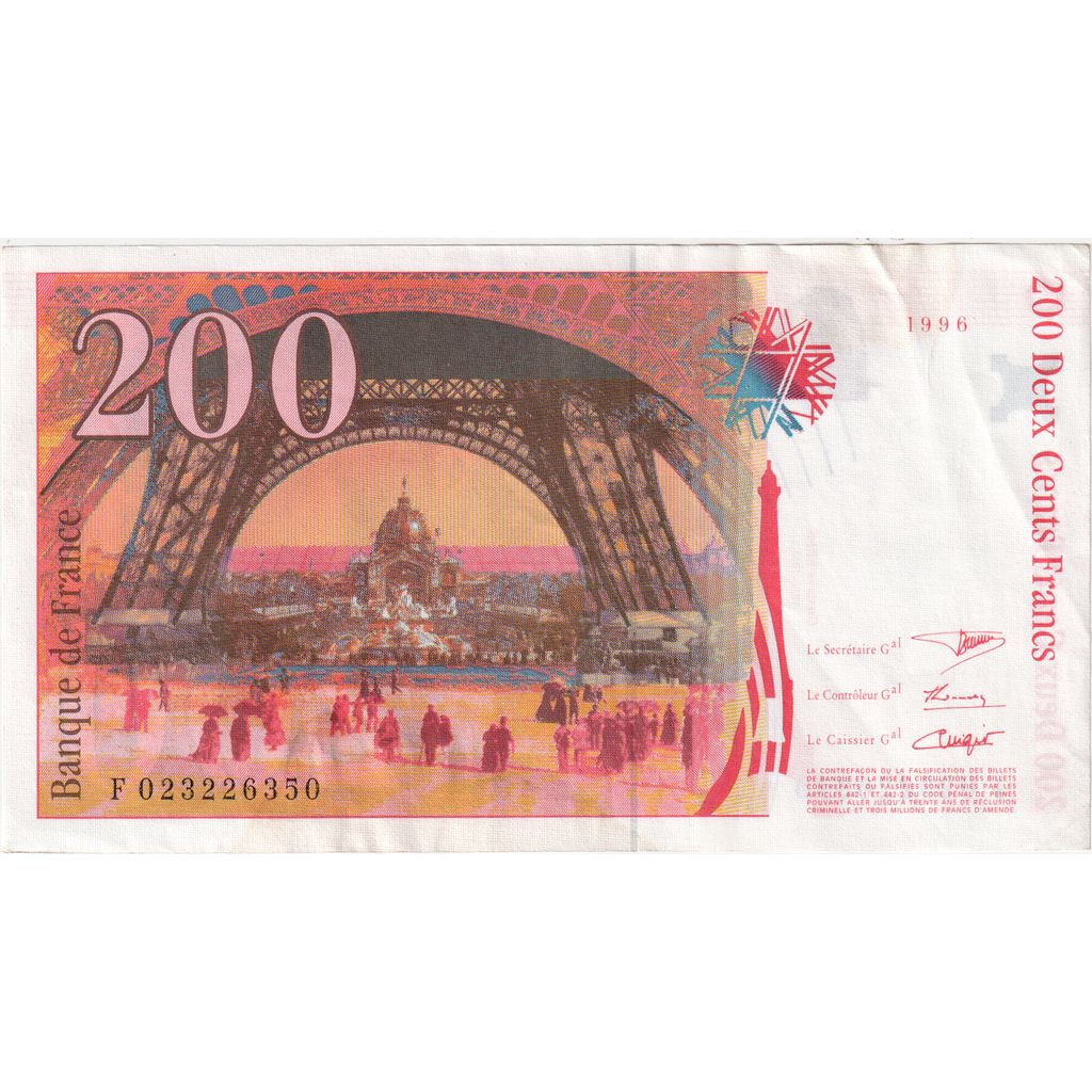 France, 200 Francs, Eiffel, F 023226350, AU