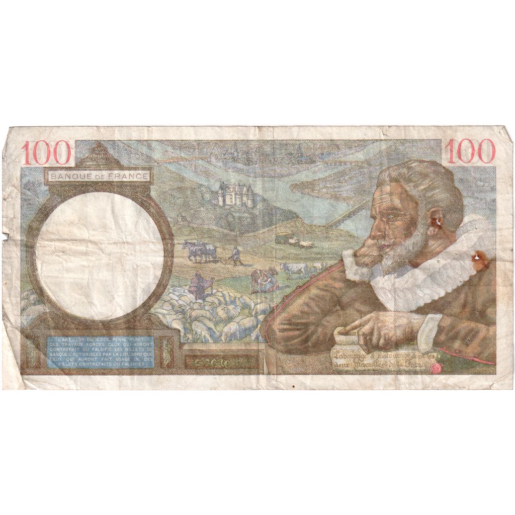 France, 100 Francs, Sully, 1940, 1940-08-01, VF(30-35), Fayette:26.34, KM:94