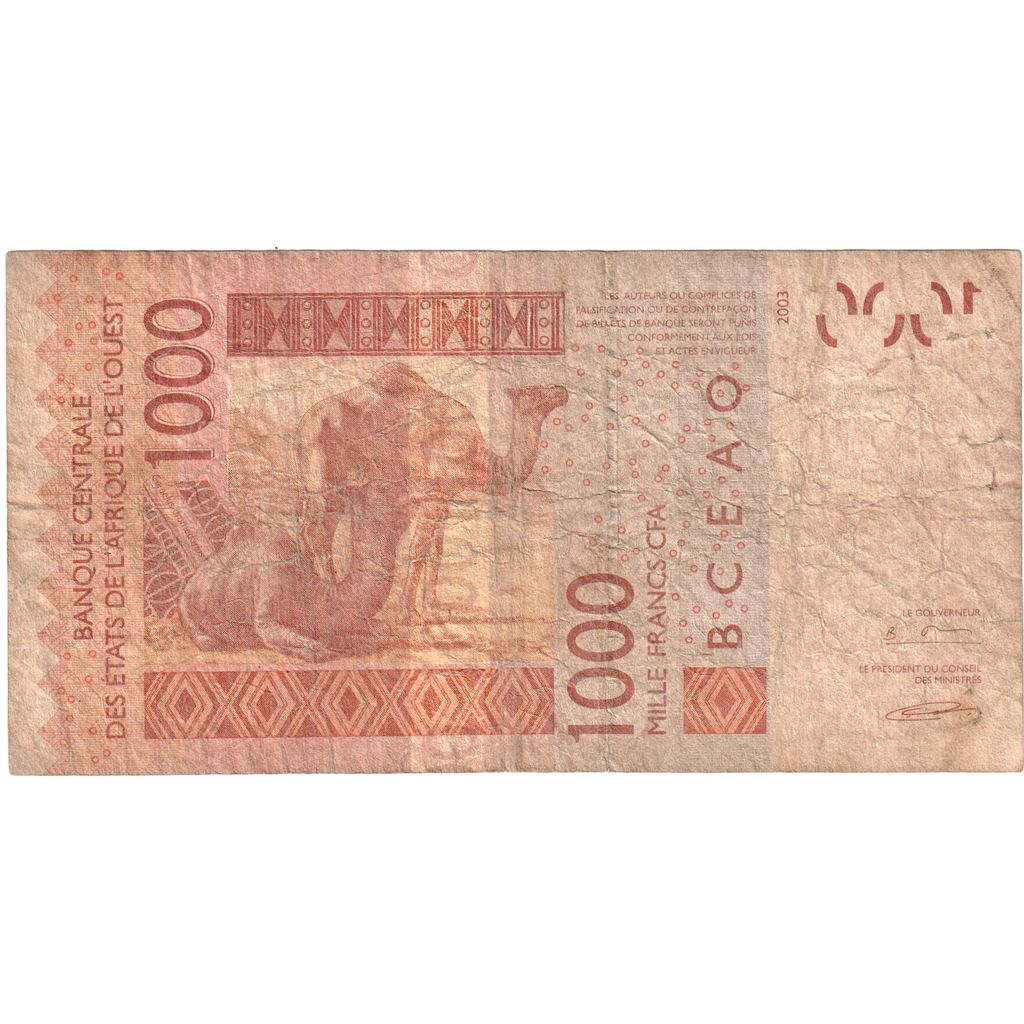 West African States, 1000 Francs, VF(20-25)