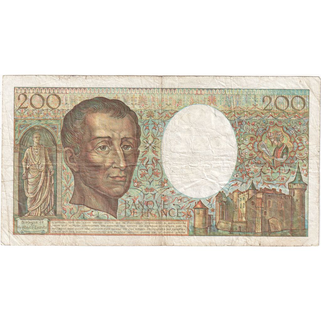 France, 200 Francs, Montesquieu, C.017, VF(20-25)