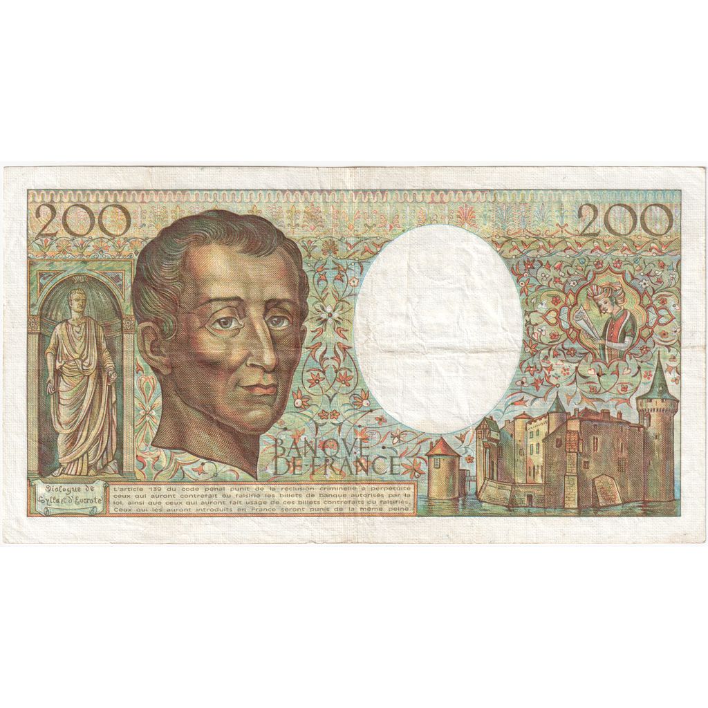 France, 200 Francs, Montesquieu, U.012, EF(40-45)