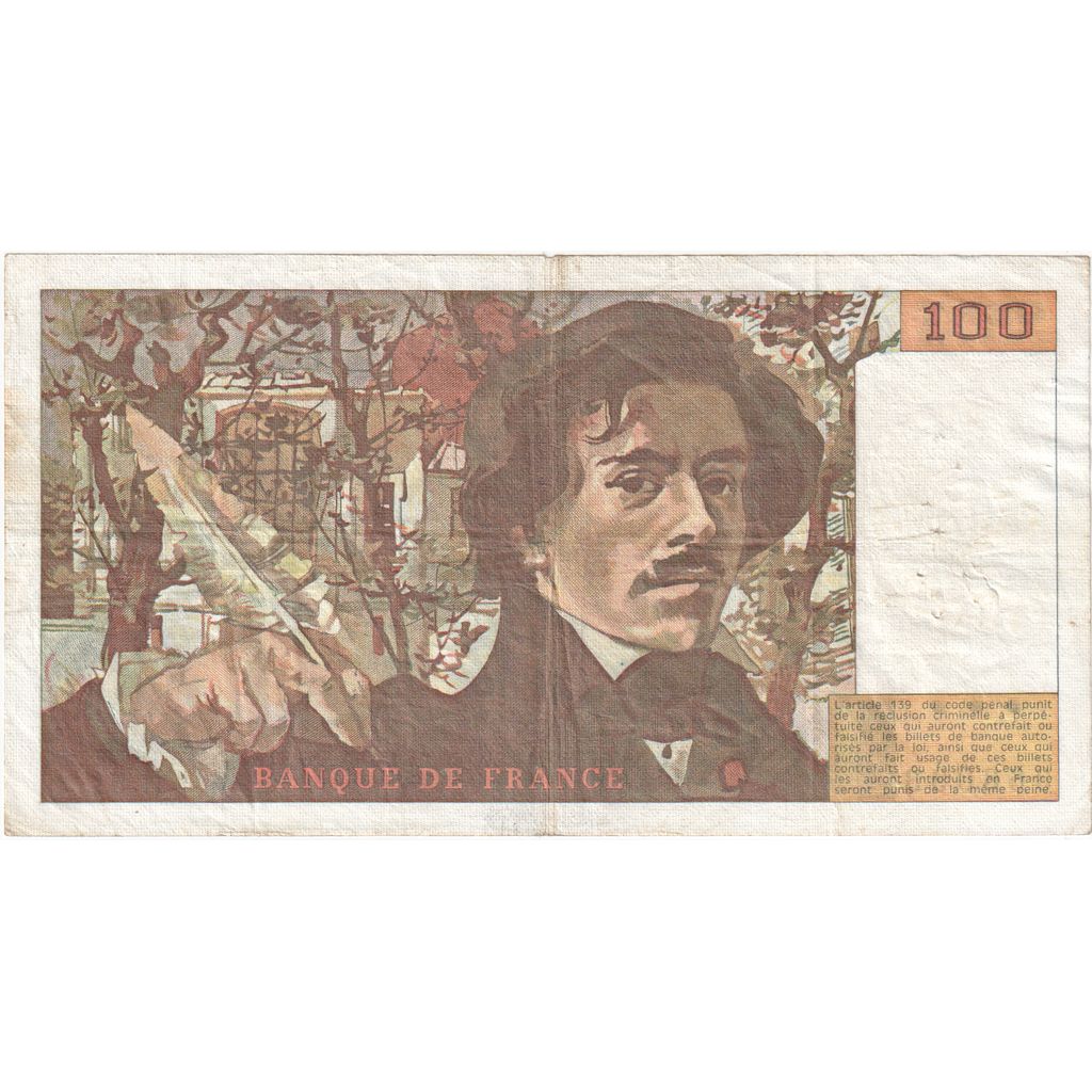 France, 100 Francs, Delacroix, H.91, VF(30-35)