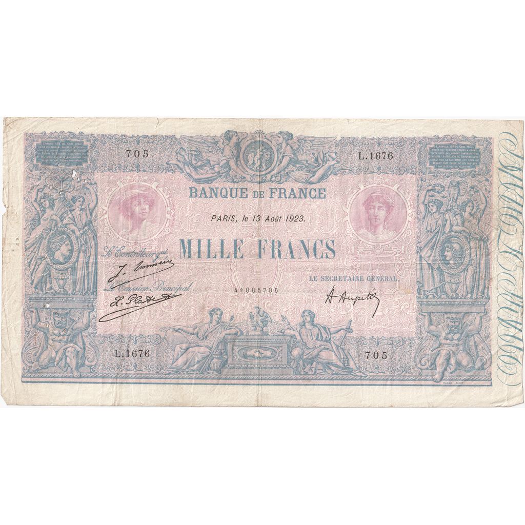 Frankrijk, 1000 Francs, Bleu et Rose, 1923-08-13, L.1676, TTB