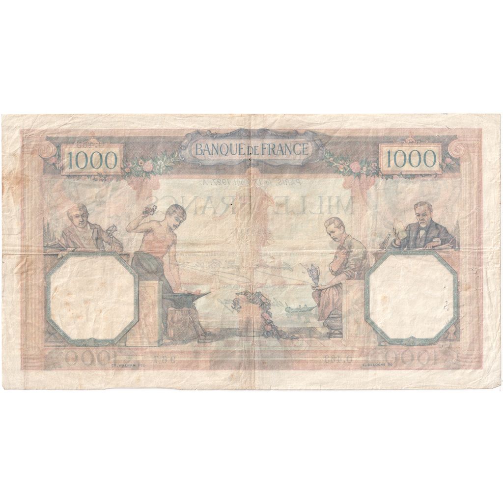 France, 1000 Francs, Minerve et Hercule, 1927-08-05, O.463, EF(40-45)