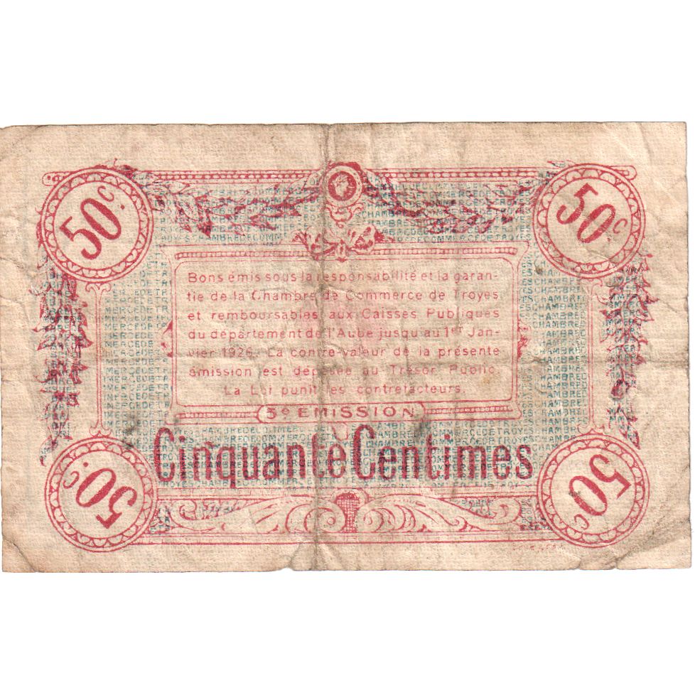 France, 50 Centimes, Chambre de Commerce, VF(20-25)