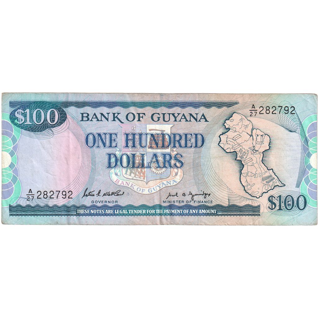 Guyana, 100 Dollars, EF(40-45)