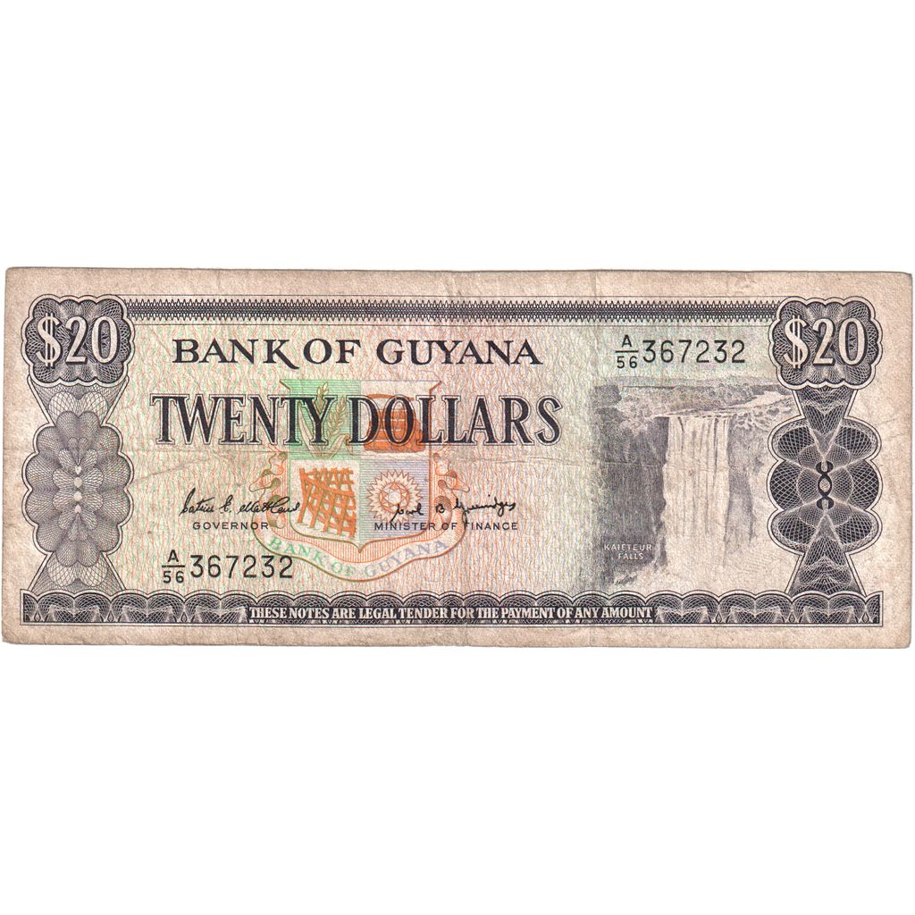 Guyana, 20 Dollars, EF(40-45)