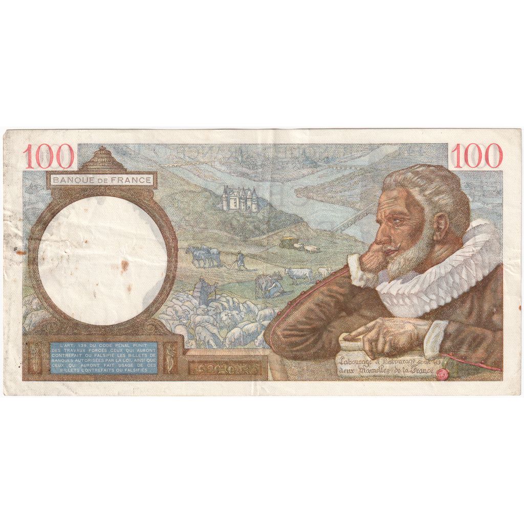 France, 100 Francs, Sully, 1939-10-05, U.2227, VF(30-35)