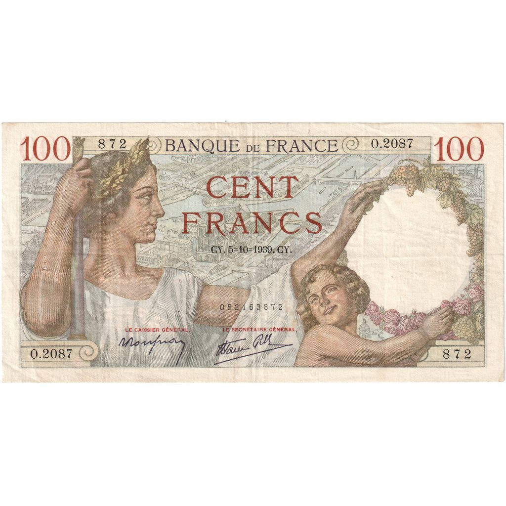 France, 100 Francs, Sully, 1939-10-05, O.2087, EF(40-45)