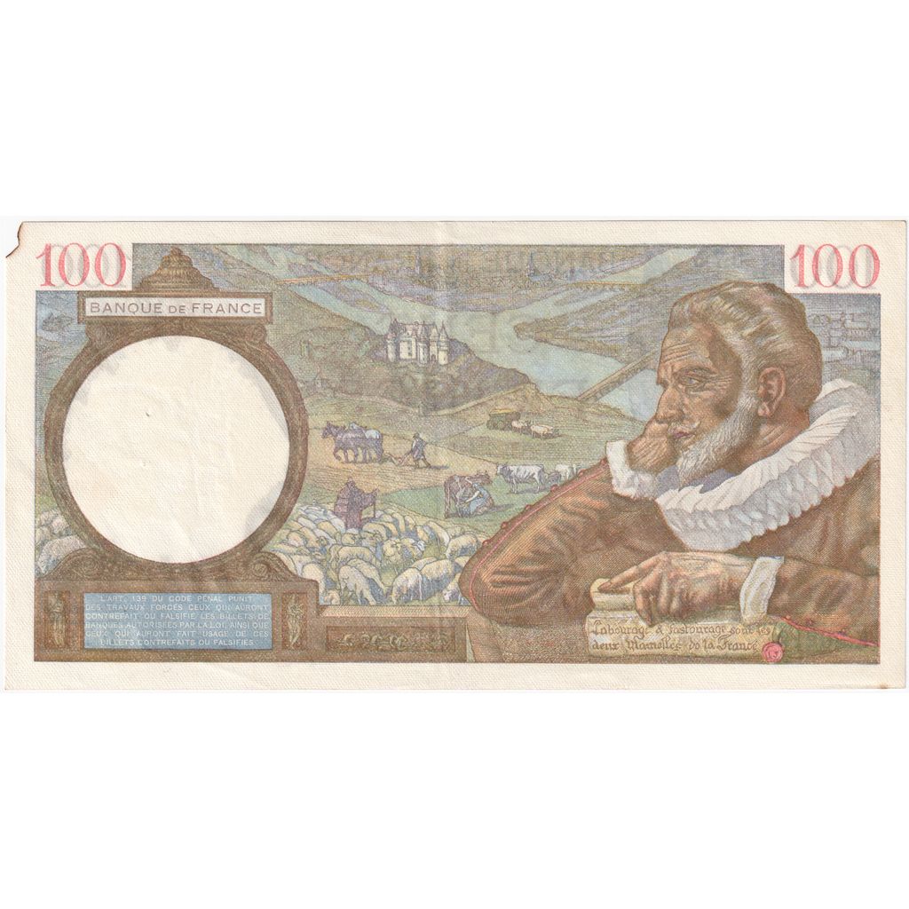 France, 100 Francs, Sully, 1942-04-02, K.30210, EF(40-45)