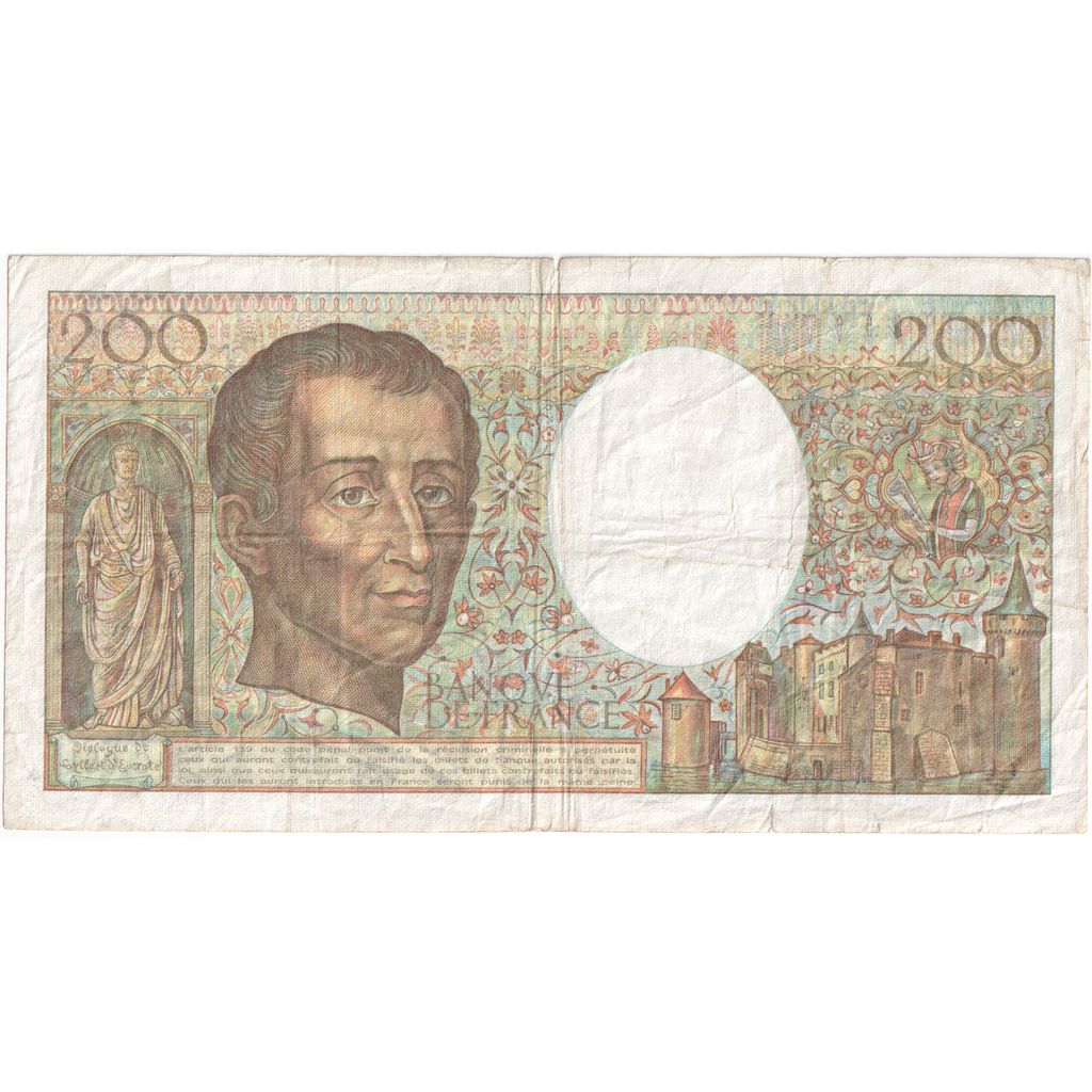 France, 200 Francs, Montesquieu, Undated (1988), G.061, VF(30-35)
