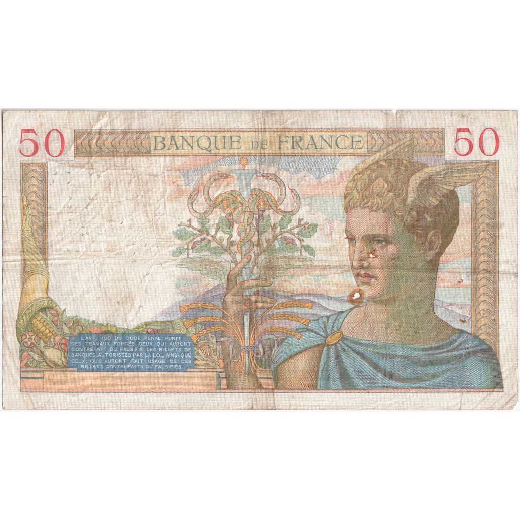 France, 50 Francs, Cérès, 1935-09-26, V.3063, VF(20-25)