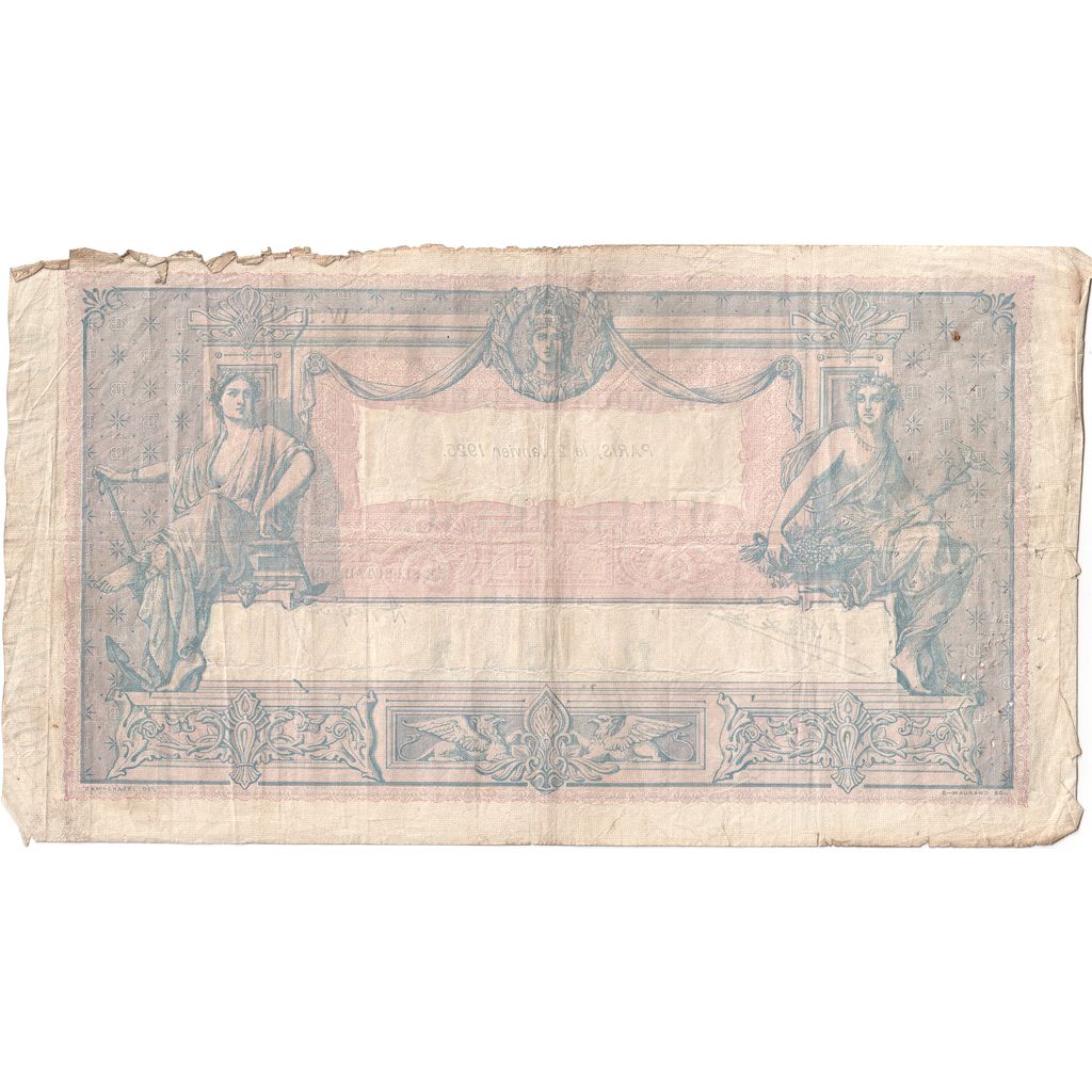 France, 1000 Francs, Bleu et Rose, 1925-01-02, W.1817, VF(20-25)