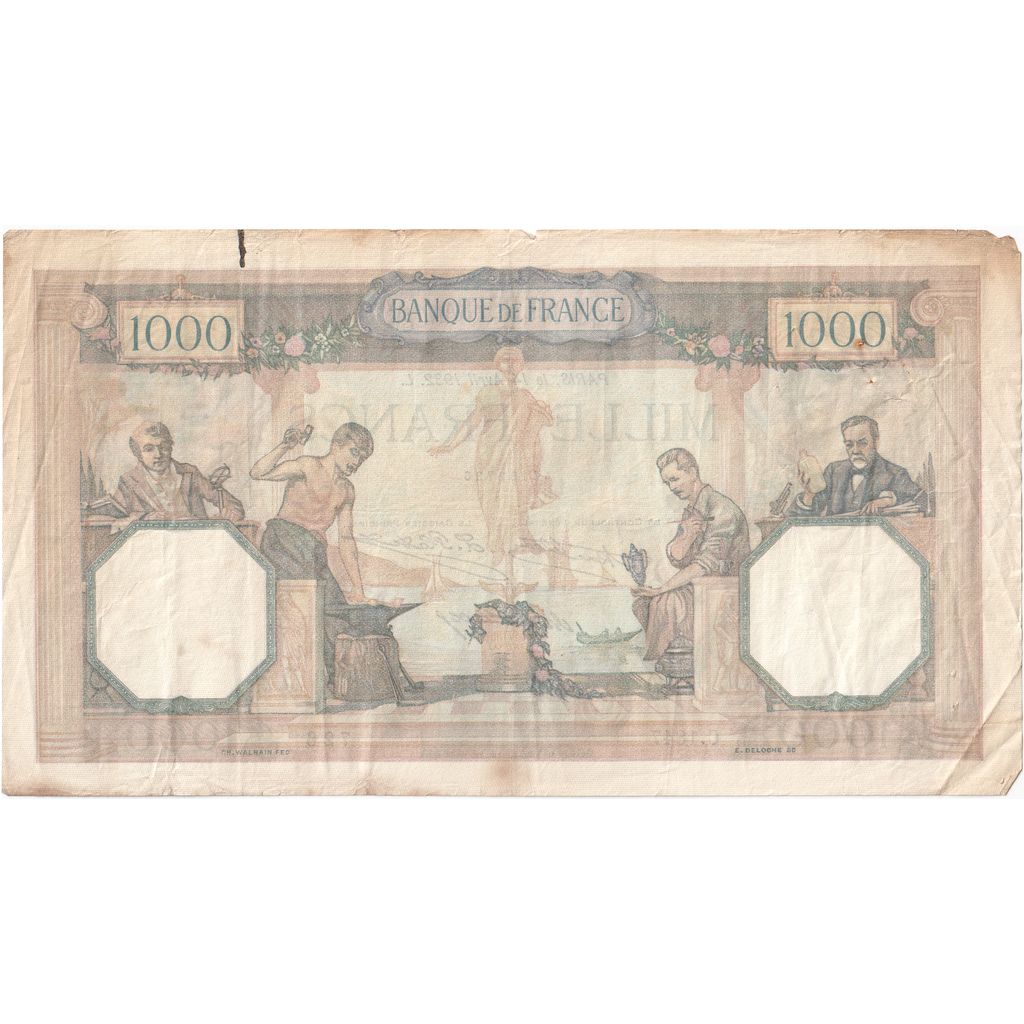 France, 1000 Francs, Cérès et Mercure, 1932-04-14, C.1847, VF(20-25)
