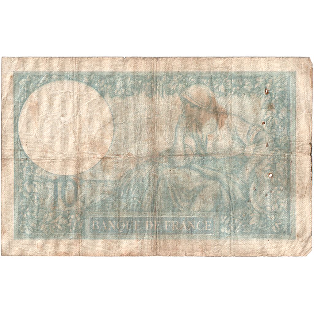 France, 10 Francs, Minerve, 1940-10-10, N.77001, VF(20-25)