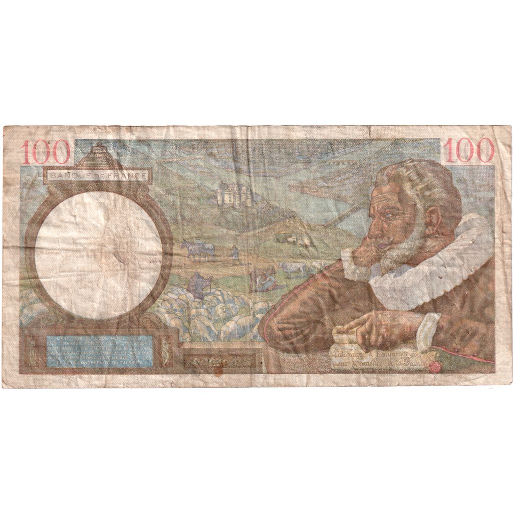 France, 100 Francs, Sully, 1940-12-19, Z.17621, VF(20-25)