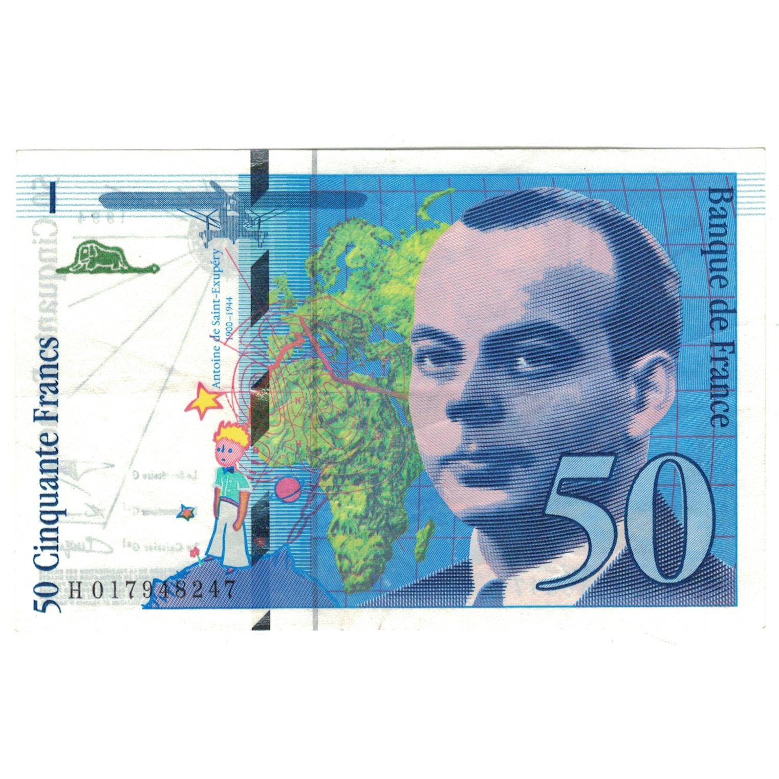 France, 50 Francs, St Exupéry, 1994, H.017948247, UNC(63), Fayette:73.1b
