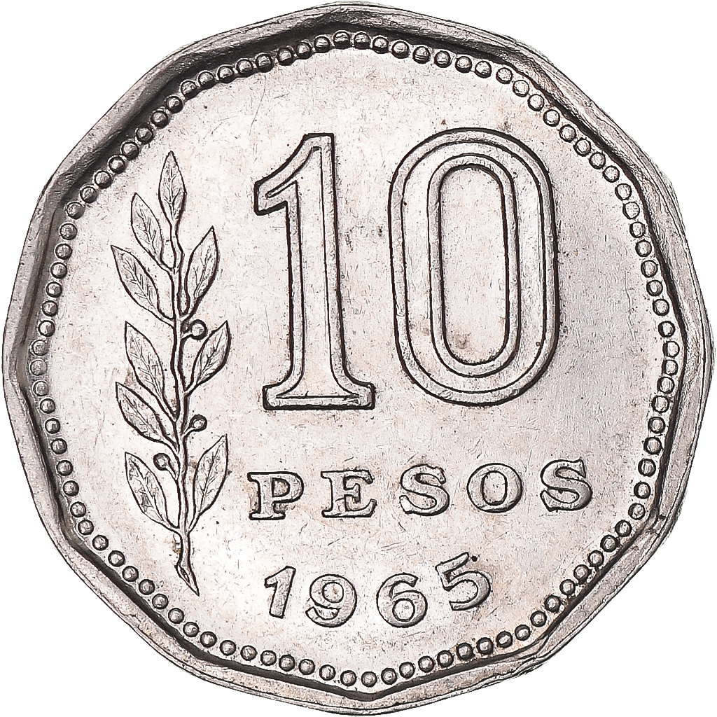 Coin, Argentina, 10 Pesos, 1965