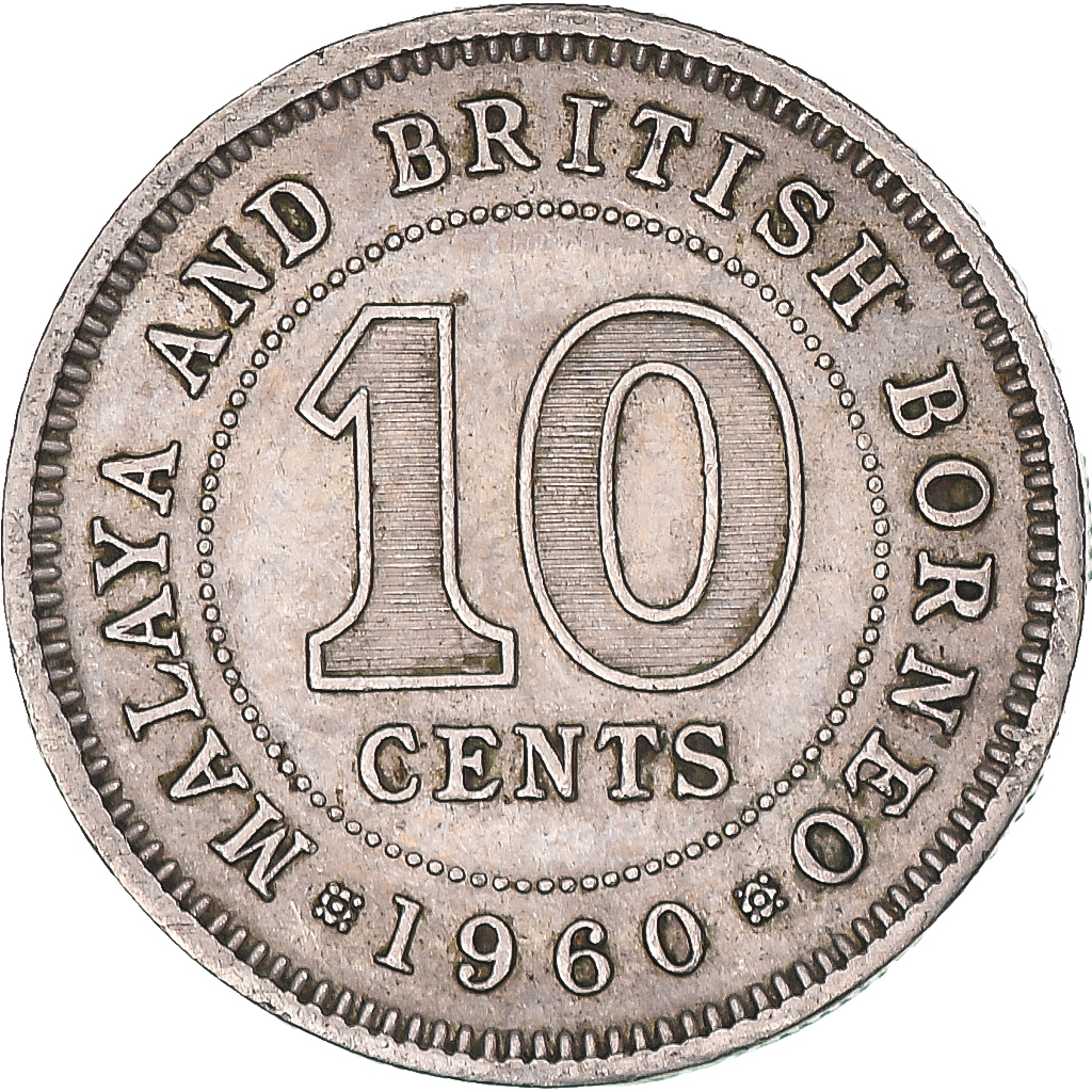 Monnaie, Malaisie et Bornéo britannique, 10 Cents, 1960