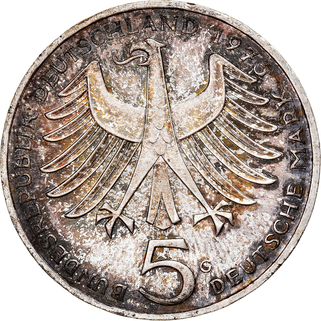 Coin, GERMANY - FEDERAL REPUBLIC, 5 Mark, 1975, Karlsruhe, Germany, 