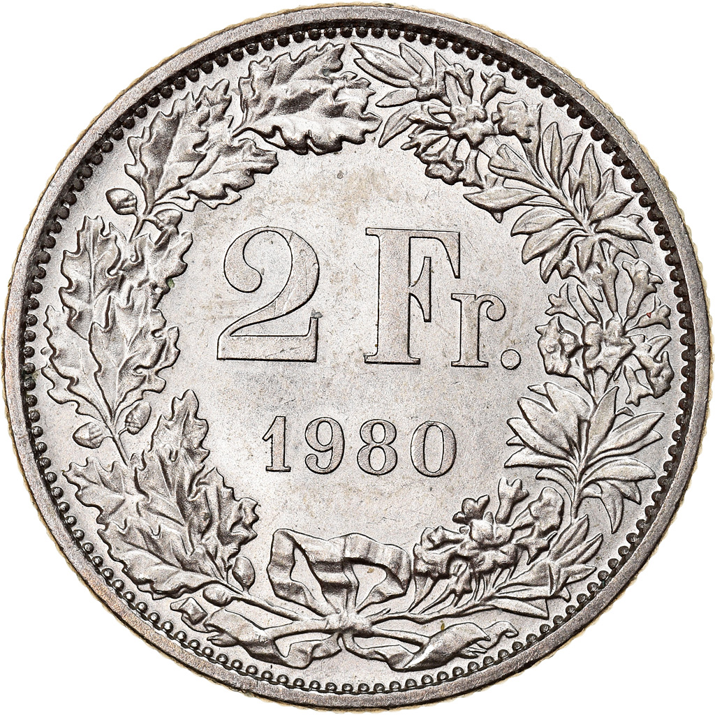 Coin, Switzerland, 2 Francs, 1980, Bern, , Copper-nickel, KM:21a.1
