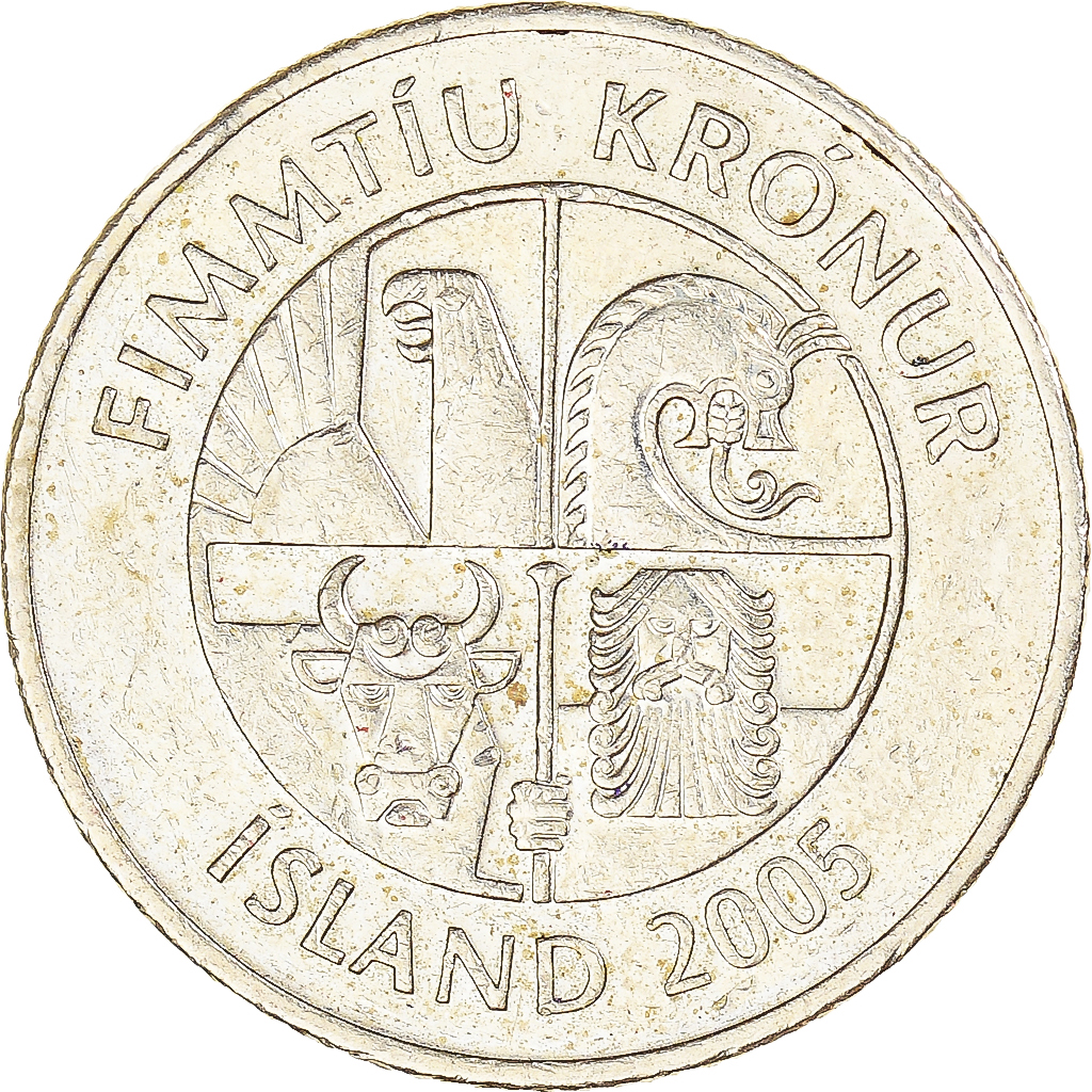 Coin, Iceland, 50 Kronur, 2005 | European Coins