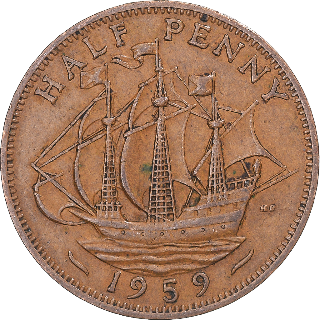 Coin, Great Britain, 1/2 Penny, 1959