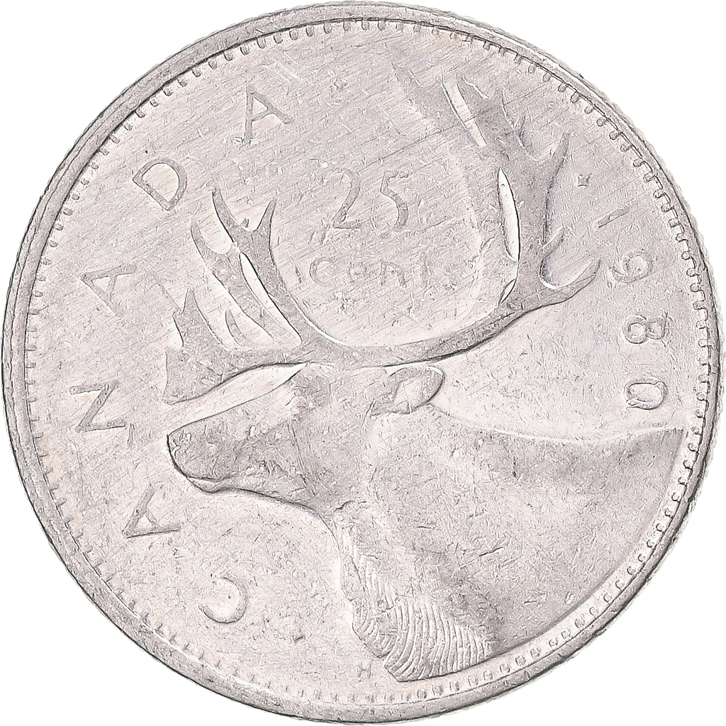 Coin, Canada, 25 Cents, 1980